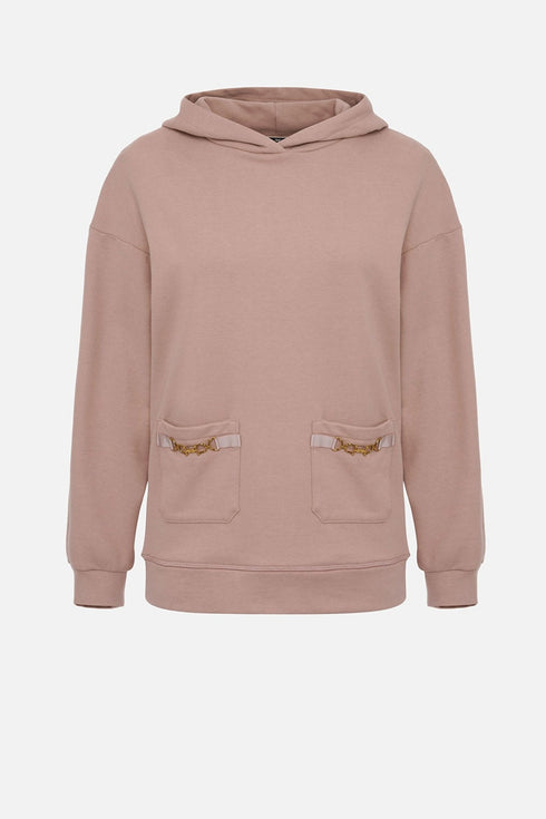 Felpa Donna MD00216E2 con cappuccio e tasche Malva ELISABETTA FRANCHI- Francavilla Moda